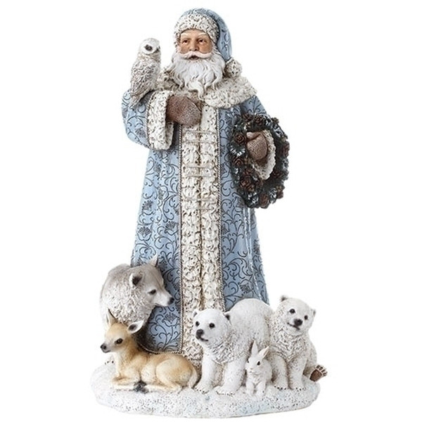 Santa Statue with Wildlife Animals Decor Owl polar bears Wolf Deer